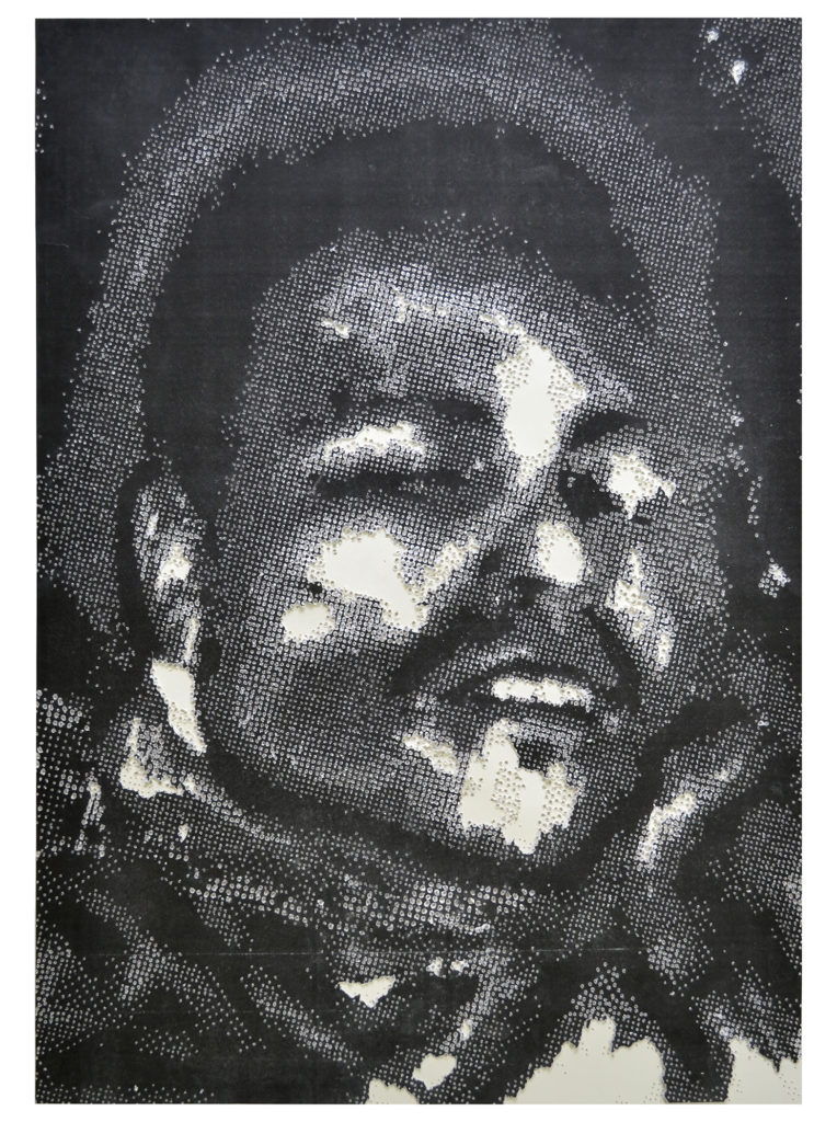 Retrato 22 - hand drilled paper with layered Xerox - 48 1/2 x 36 in.