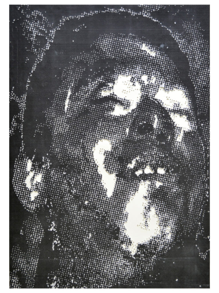 Retrato 24 - hand drilled paper with layered Xerox - 48 1/2 x 36 in.