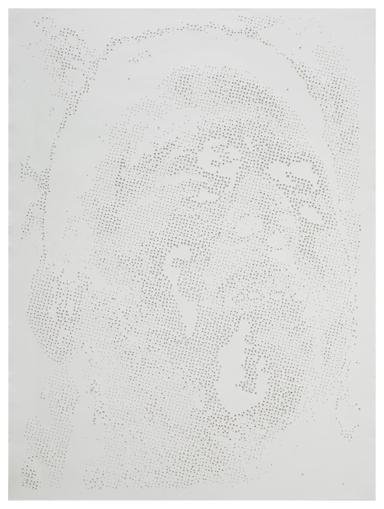 Retrato 24 (blanco) - hand drilled paper - 48 1/2 x 36 in.