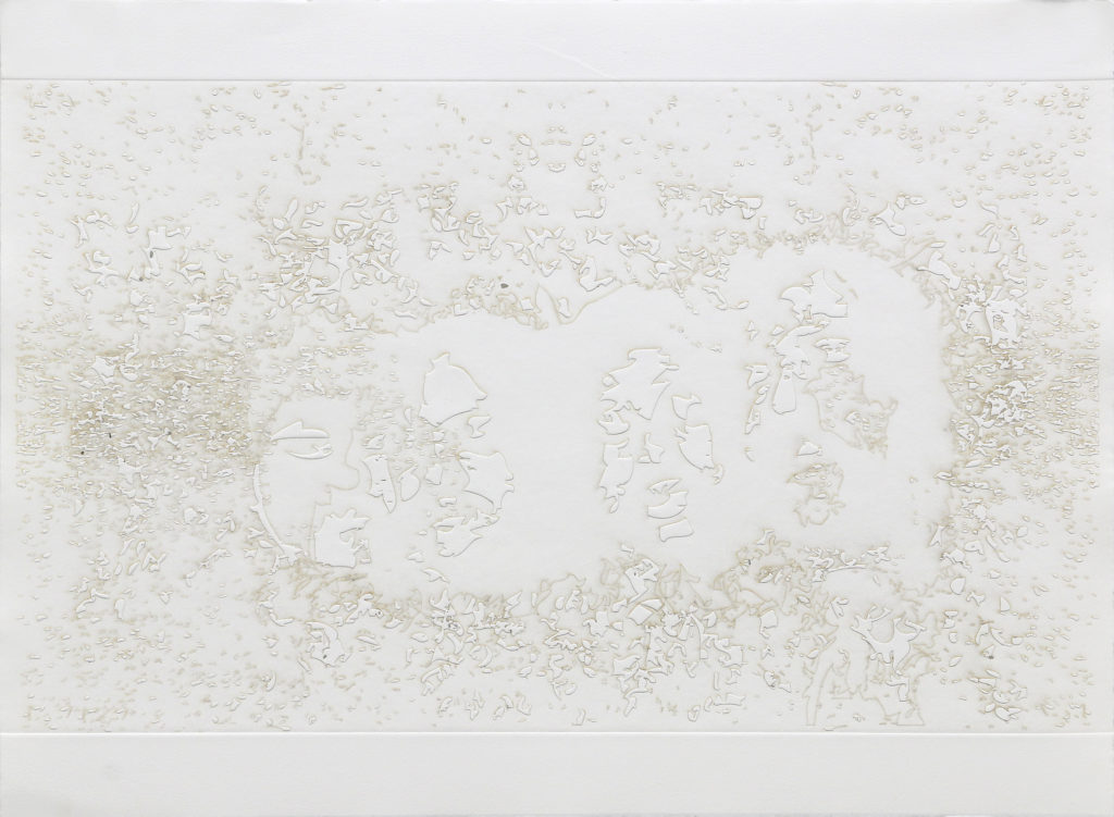 cabezas - burnt residue embossing - 22 x 30 in.